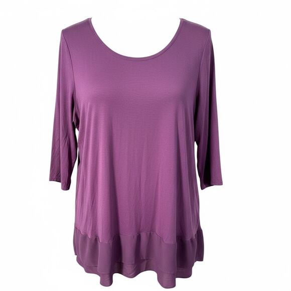 Lane Bryant Deep Purple Tunic Top with Chiffon Hem, Size 22–24 - Picture 2 of 4